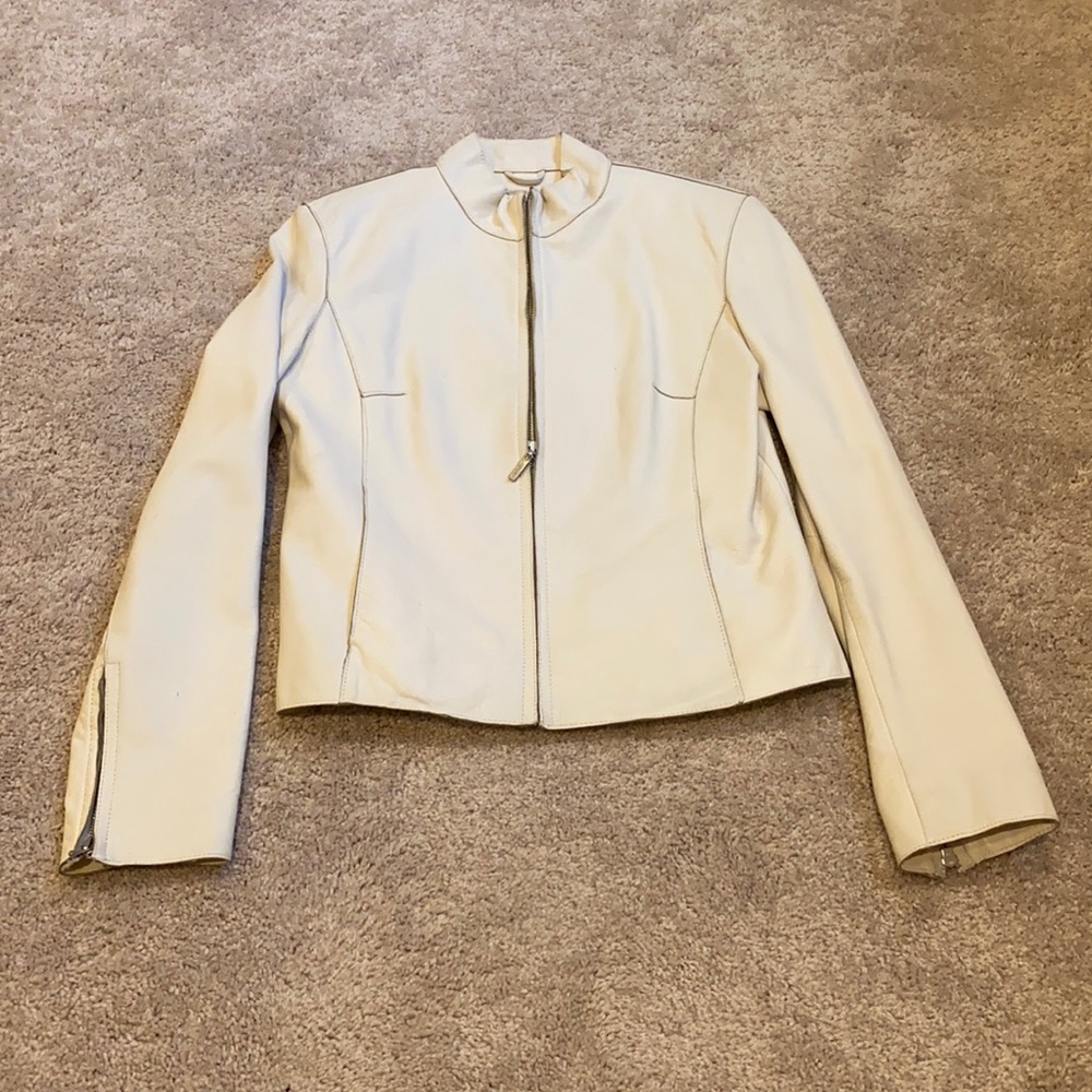 White Leather Moto Jacket